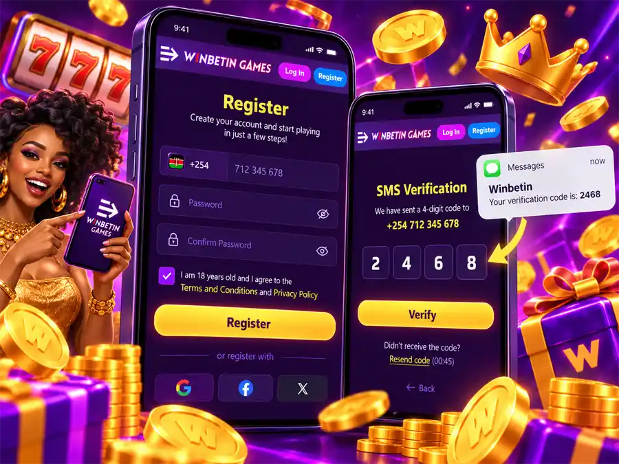 Registration form with Kenyan mobile number and SMS verification